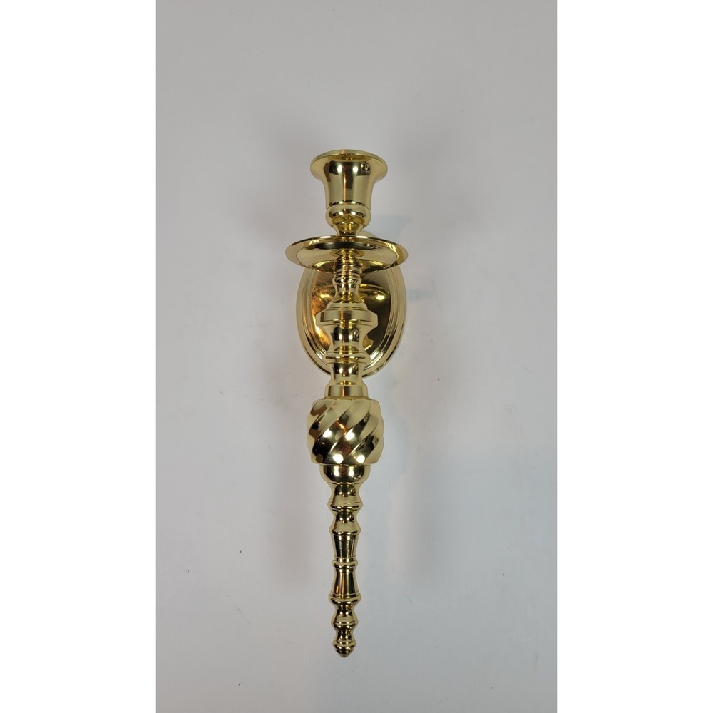 Polished‎ Brass Wall Sconce Twist Swirl Design Taper Candle Holder Made in India